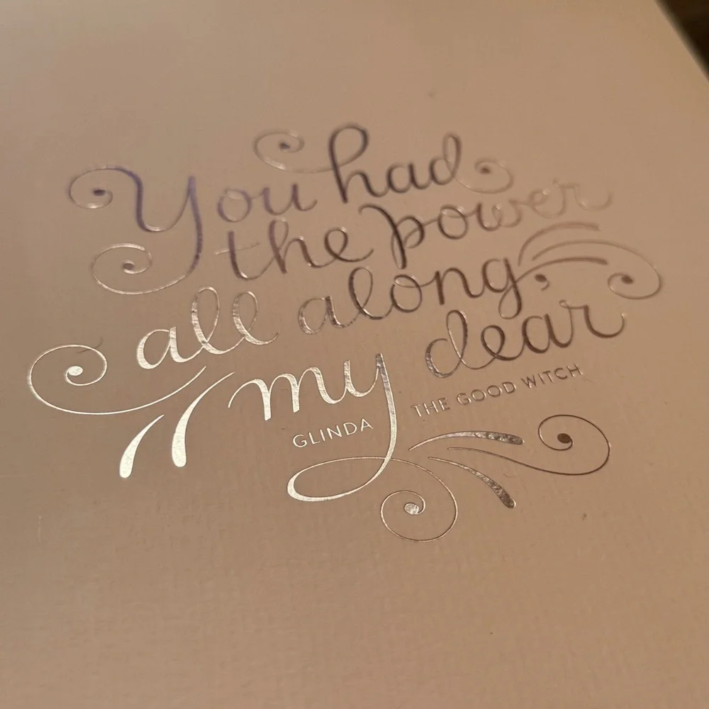 Paper Source Cream and Silver Notebook with Elegant Calligraphy Quoting Glenda